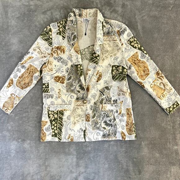 Cricket Lane Jackets & Blazers - Cricket Lane Linen Blend Blazer Size 12 Made in USA Vintage Quiet Luxury Artsy